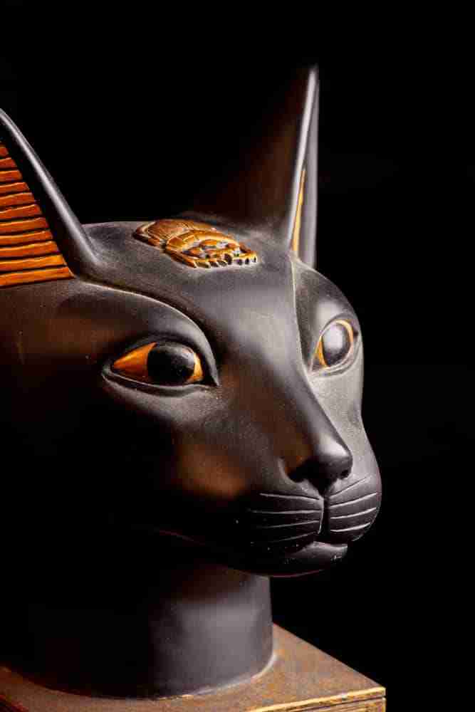 close up of an Egyptian Cat Statue